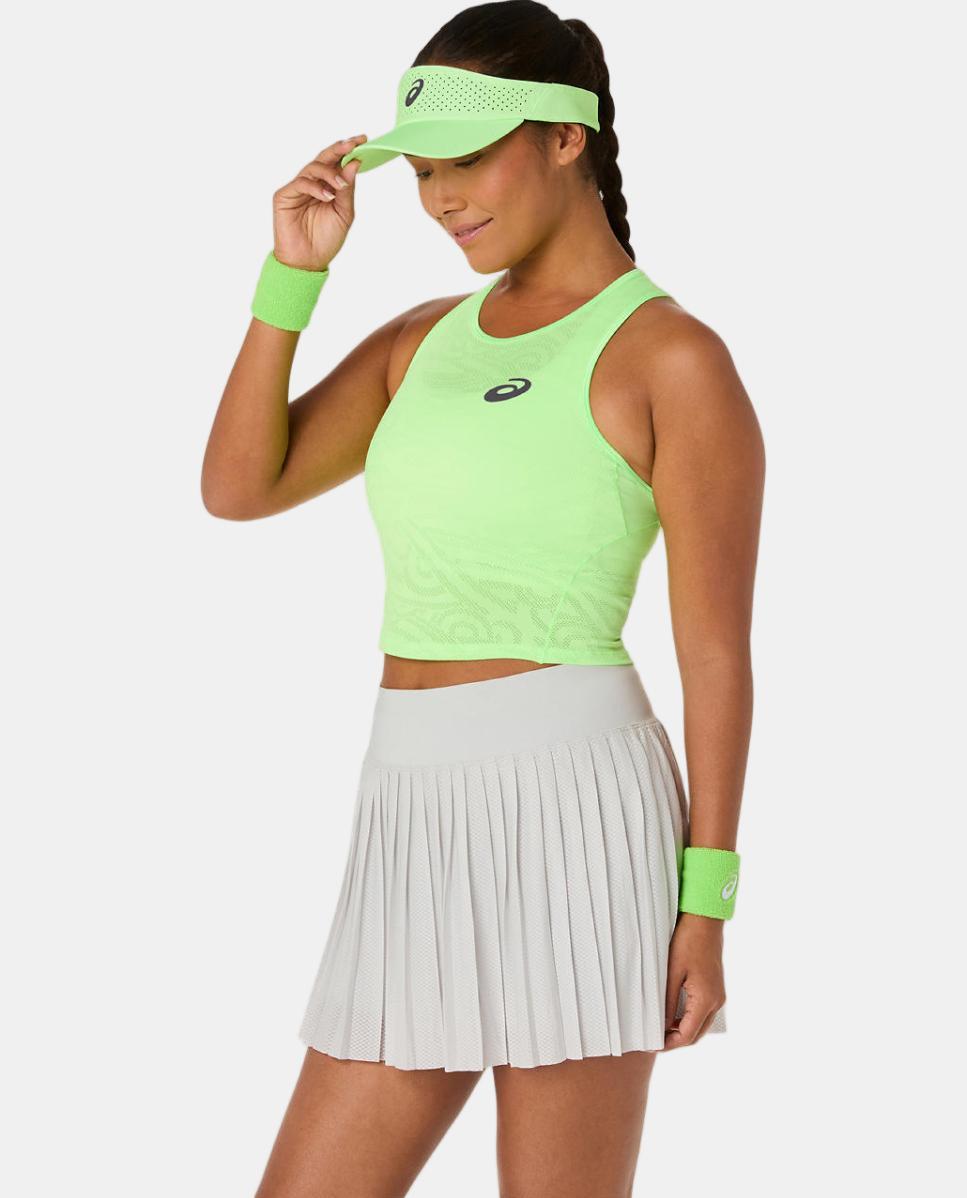 Top de Ténis de Mulher Match Jacquard Crop Top Verde-flúor-3