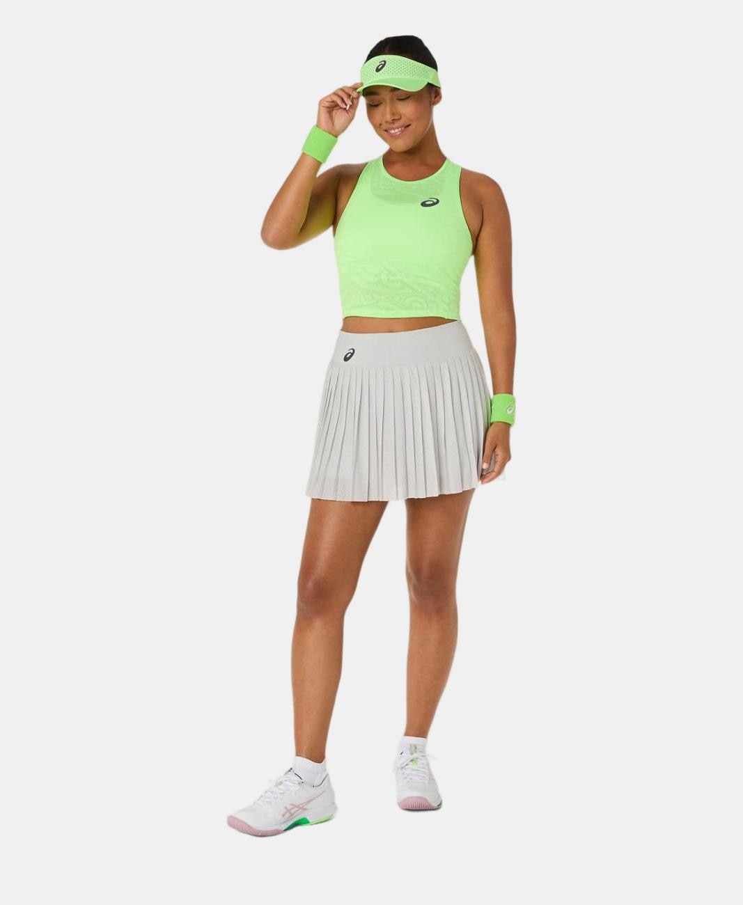 Top de Ténis de Mulher Match Jacquard Crop Top Verde-flúor-6