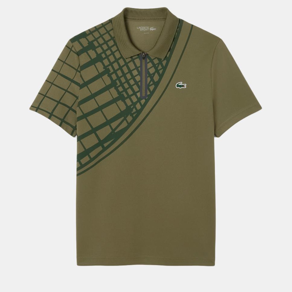 Lacoste - Polo de hombre de tenis estampado de corte ajustado Ultra-Dry de manga corta.
