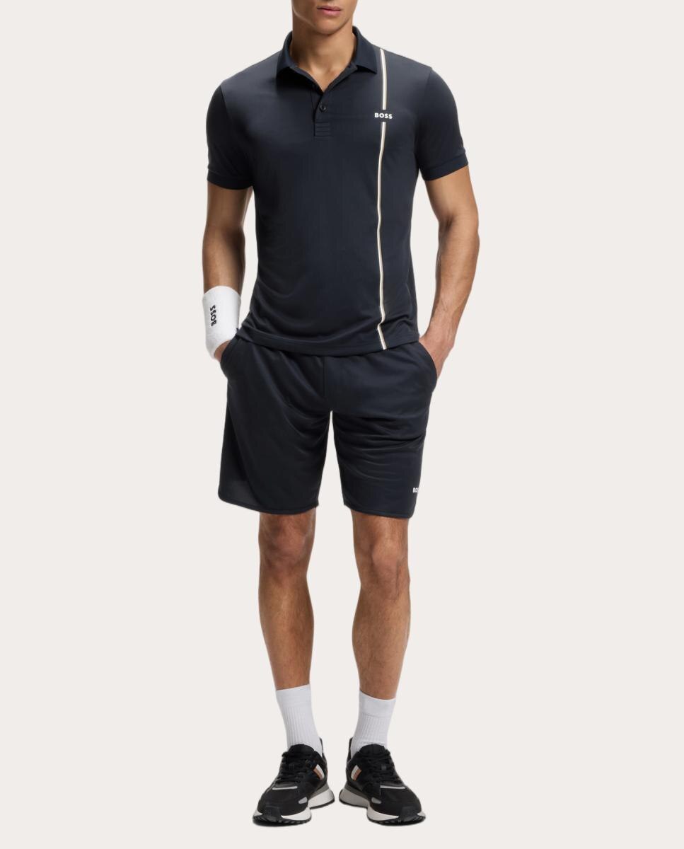 Polo de Manga Curta de ténis de Homem em Tecido Técnico Azul-marinho-4