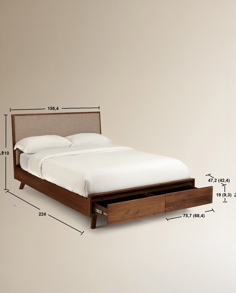 Cama de Casal de Nogueira com Cabeceira Estofada Antón Nogueira-9
