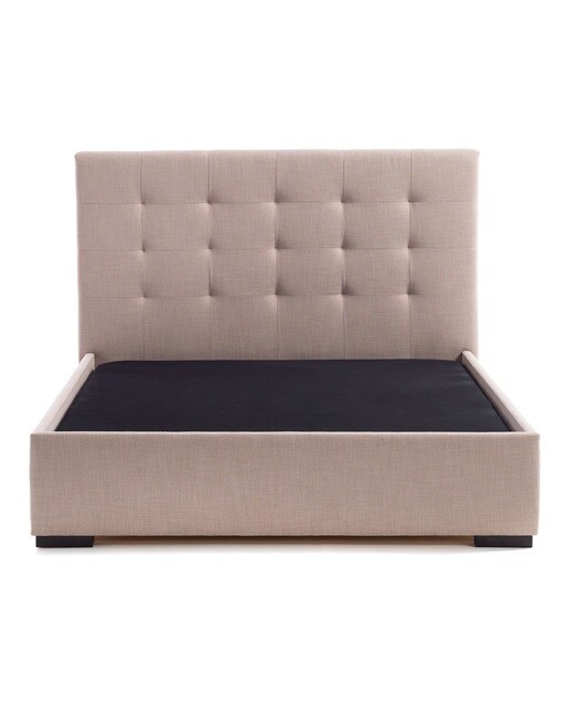 Cama de Casal Estofada com Baú Rebatível Balmoral Bérgamo/Bege-3