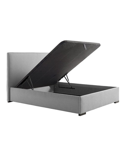 Cama de Casal Estofada com Baú Rebatível Shiraz Bérgamo/Cinzento-2