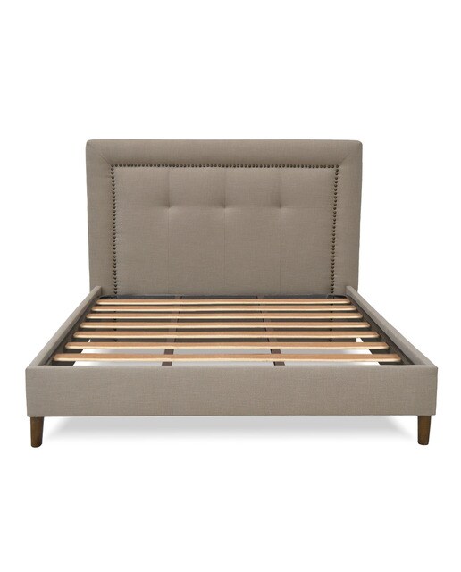 Cama de Casal Estofada com Sommier Alexandria Bege-2