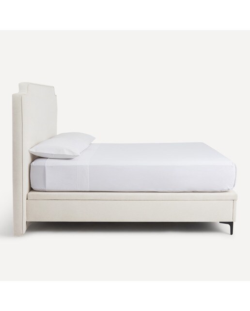 Cama de Casal Estofada com Baú Rebatível Byron Aruba/Cru-2