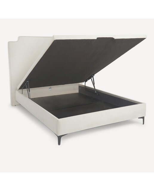 Cama de Casal Estofada com Baú Rebatível Byron Aruba/Cru-5