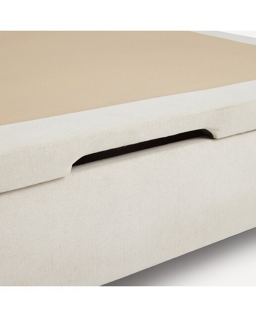 Cama de Casal Estofada com Baú Rebatível Byron Aruba/Cru-9