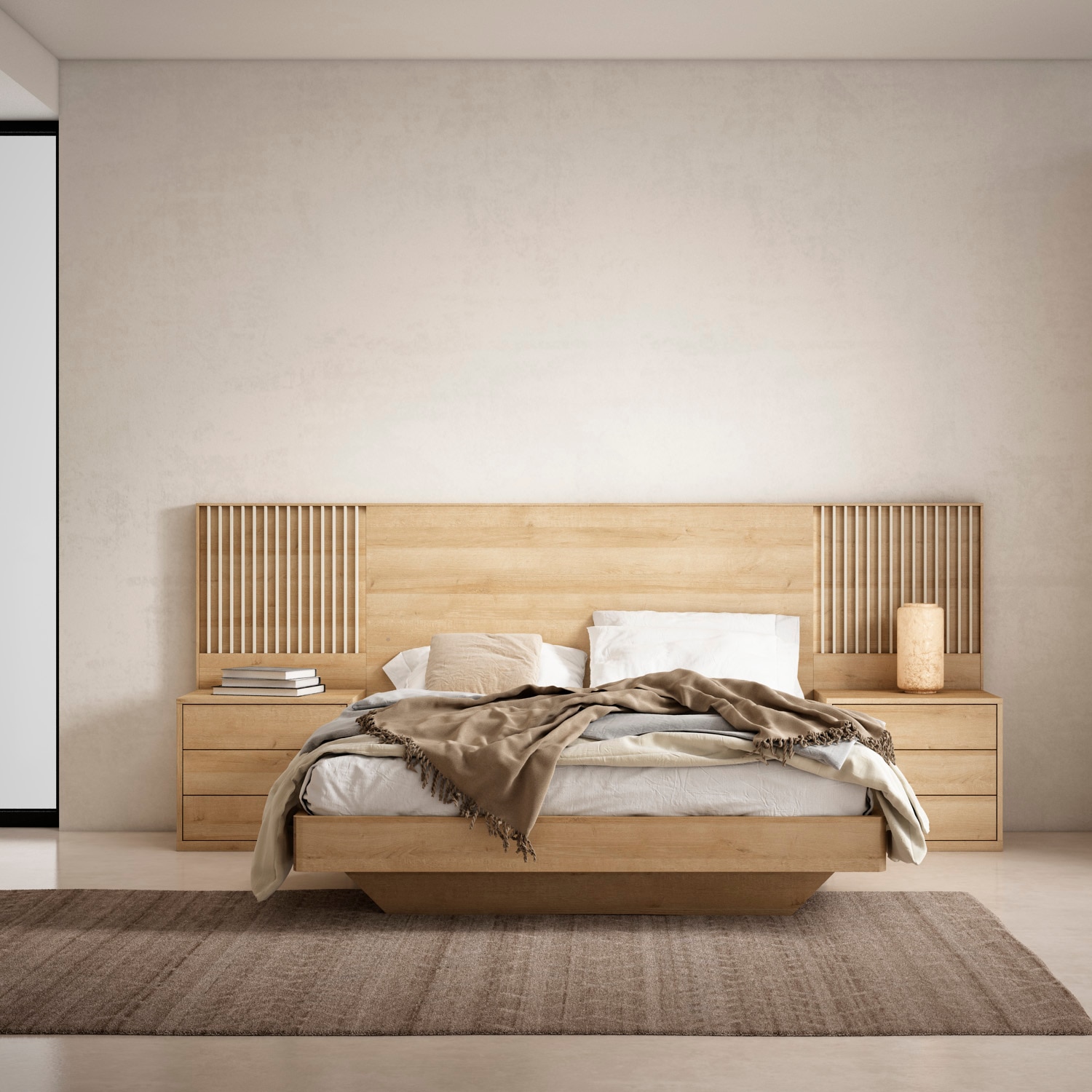 Estrutura de Cama de Casal com Estrado Curva Erny Canela-3