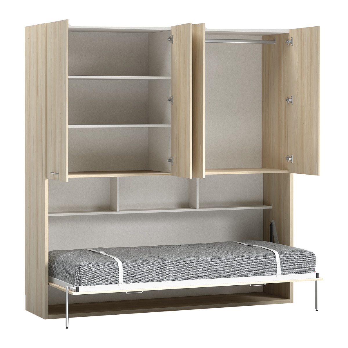 Imagen 1 de Cama individual abatible horizontal con armario Noel El Corte Inglés - Abedul - Ámbar Abedul - Ámbar