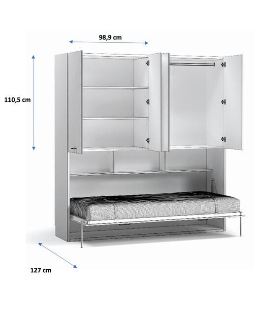 Imagen 3 de Cama individual abatible horizontal con armario Noel El Corte Inglés - Blanco Blanco