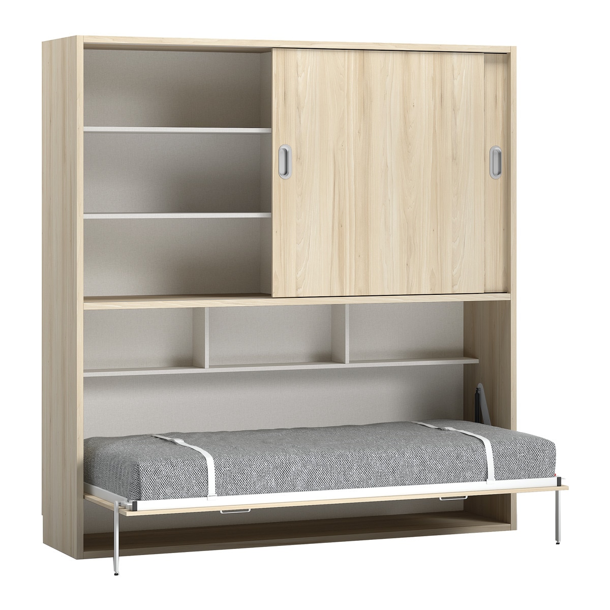 Imagen 1 de Cama individual abatible horizontal con armario de puertas correderas Noel El Corte Inglés - Abedul - Ámbar Abedul - Ámbar