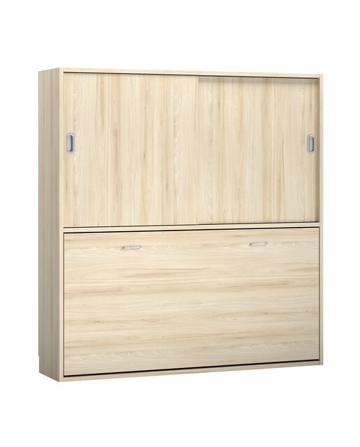 Imagen 3 de Cama individual abatible horizontal con armario de puertas correderas Noel El Corte Inglés - Abedul - Ámbar Abedul - Ámbar