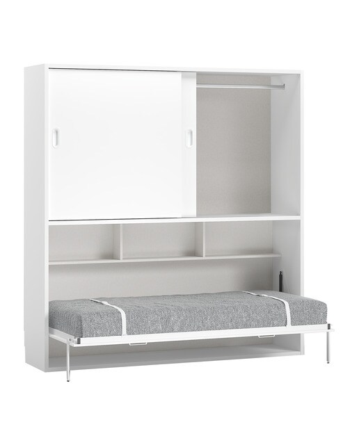 Imagen 2 de Cama individual abatible horizontal con armario de puertas correderas Noel El Corte Inglés - Blanco Blanco