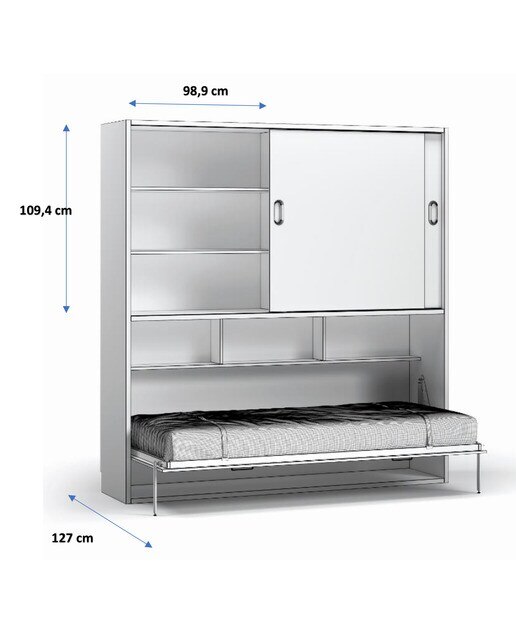 Imagen 4 de Cama individual abatible horizontal con armario de puertas correderas Noel El Corte Inglés - Blanco Blanco