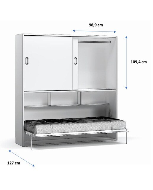 Imagen 5 de Cama individual abatible horizontal con armario de puertas correderas Noel El Corte Inglés - Blanco Blanco