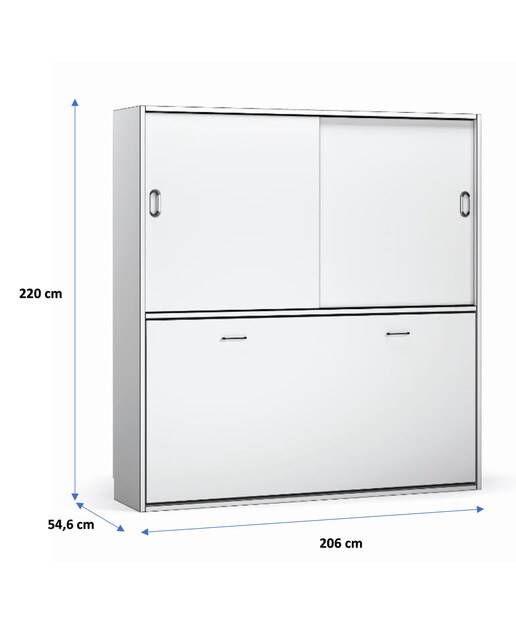 Imagen 6 de Cama individual abatible horizontal con armario de puertas correderas Noel El Corte Inglés - Blanco Blanco