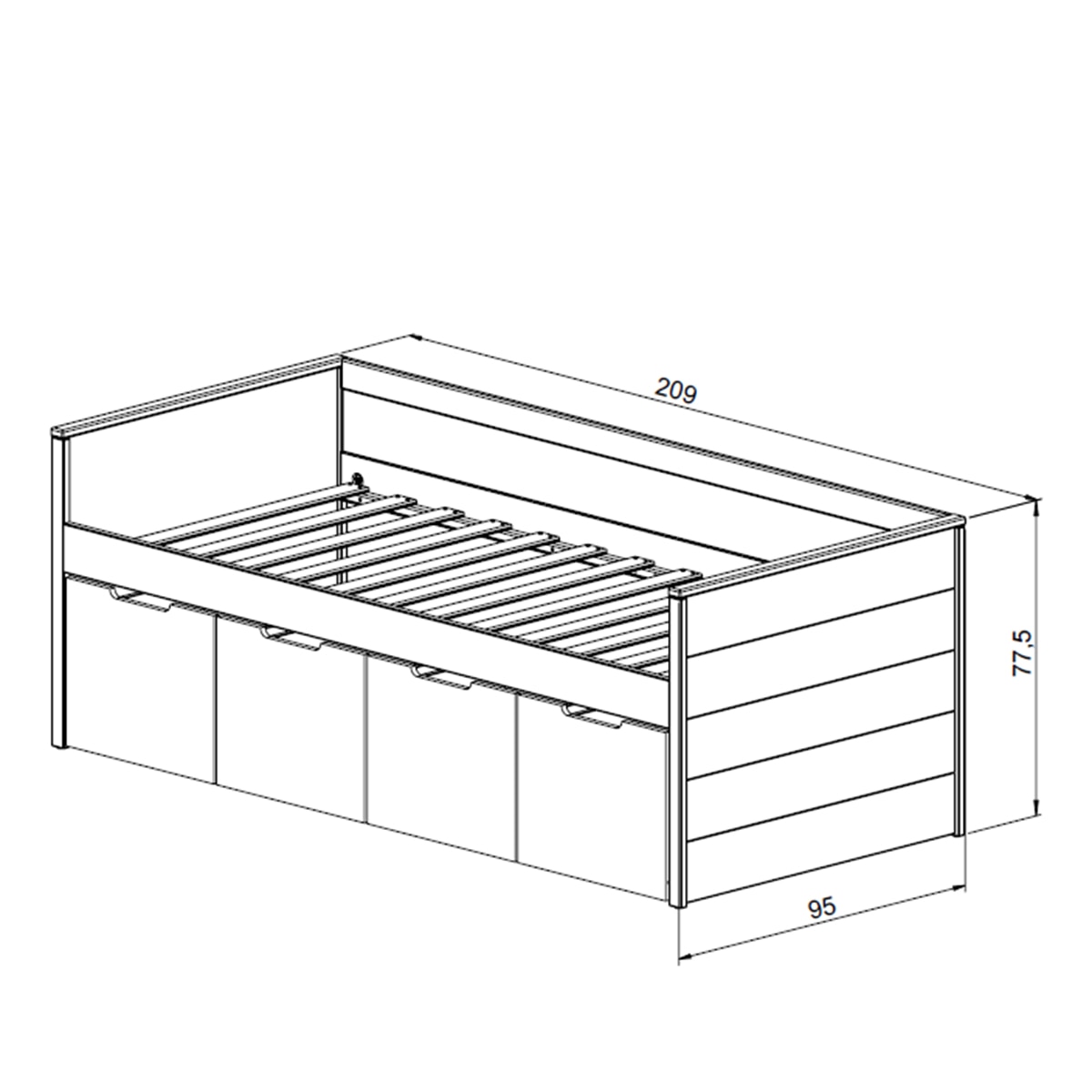 Cama com 4 Gavetas Leonard Branco-8