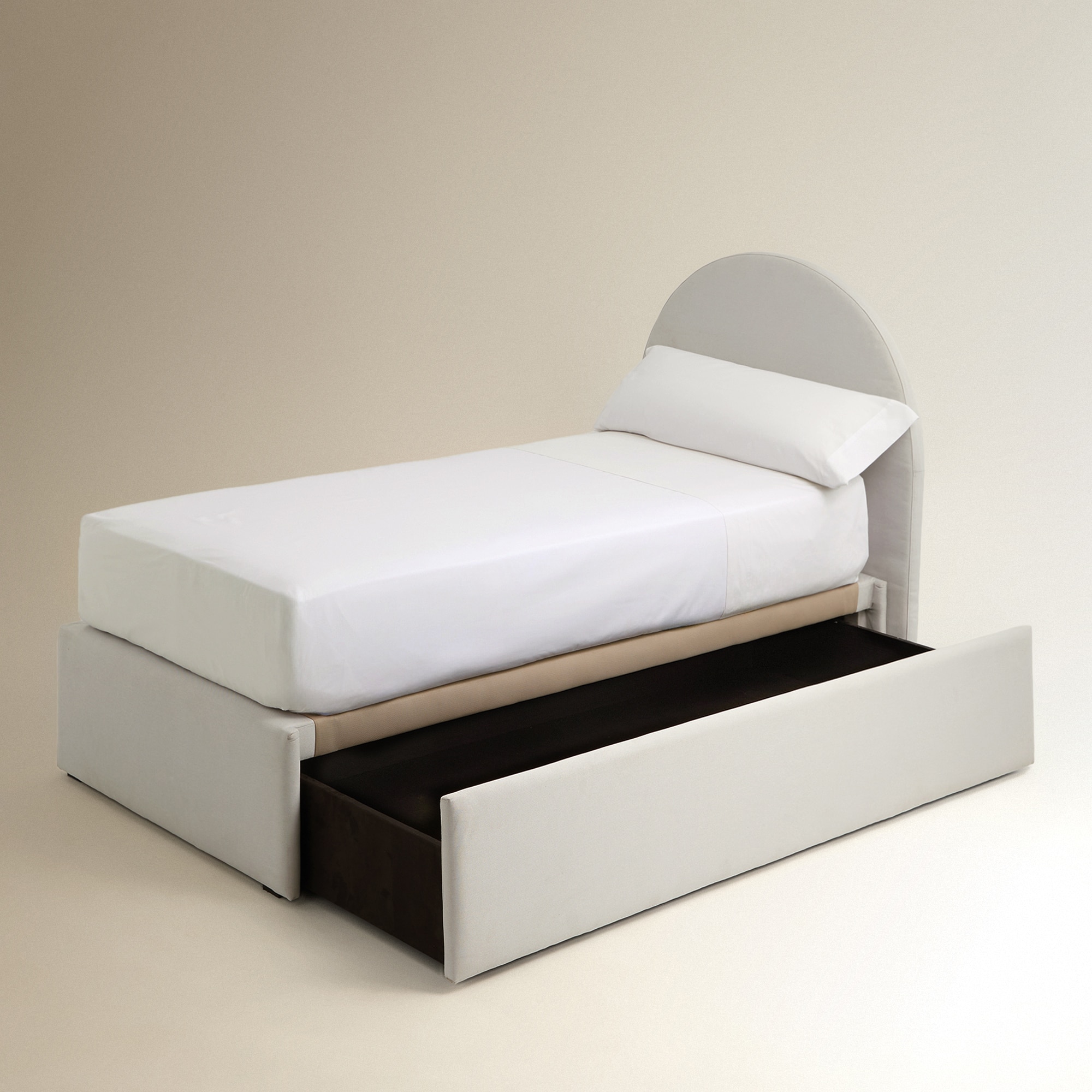 Cama Individual Estofada com Armazenamento Gala Branco-4