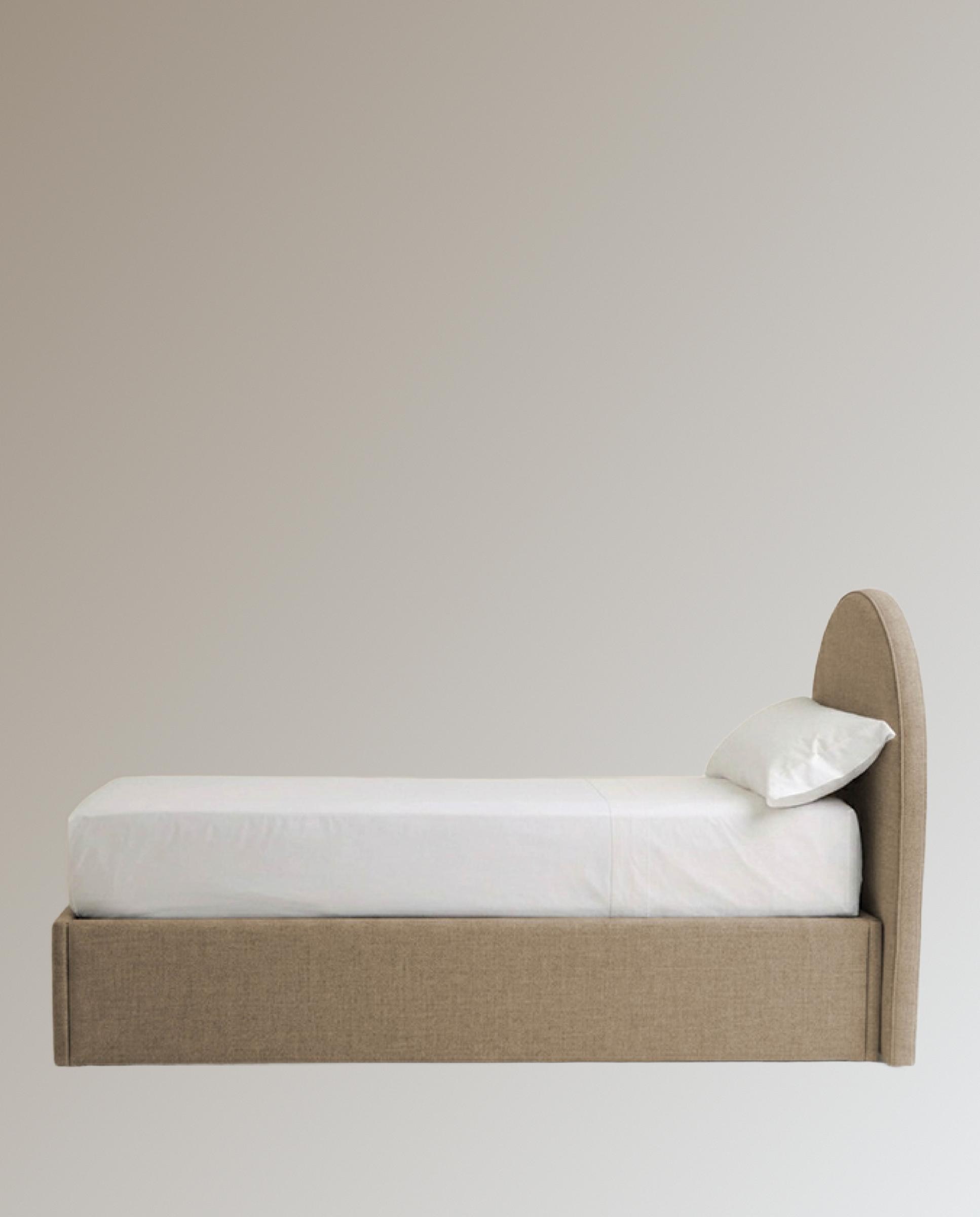 Cama Individual Estofada com Armazenamento Gala Bege-2