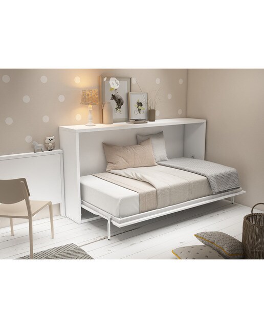 Quarto juvenil com cama rebatível horizontal branco Mio 2