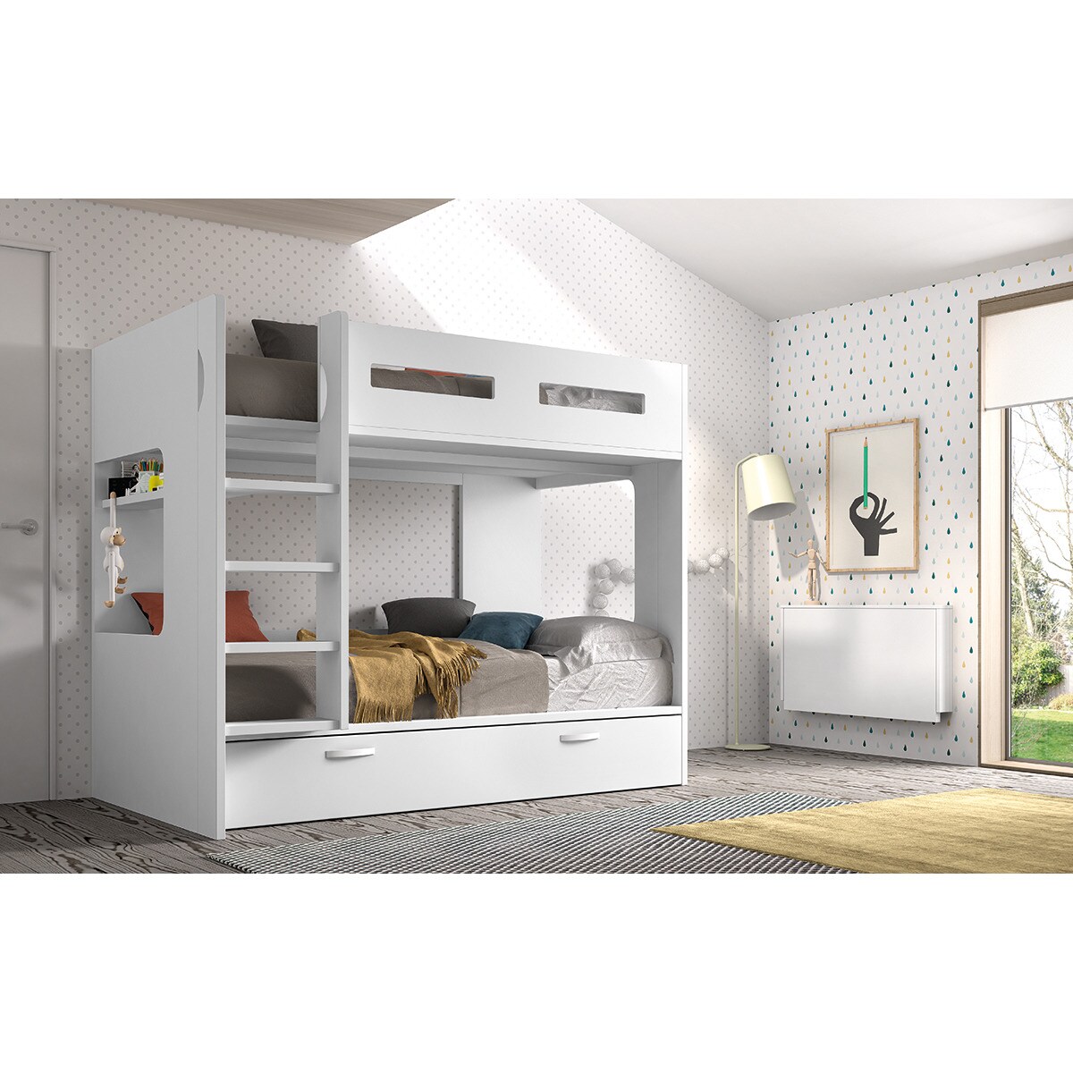 Beliche com Cama com Gavetão New Planet Branco-2