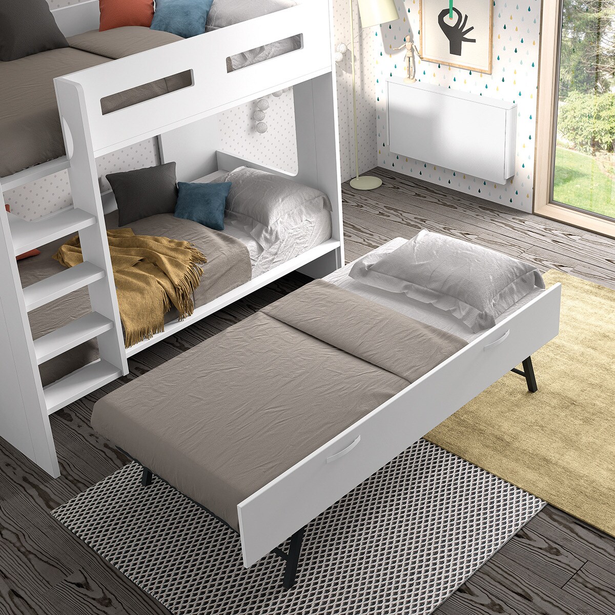Beliche com Cama com Gavetão New Planet Branco-3