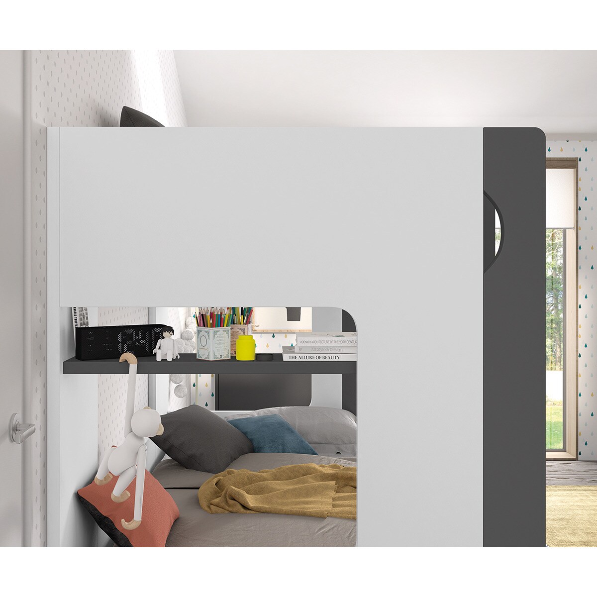 Litera con cama nido New Planet El Corte Inglés - Blanco / Pizarra Blanco / Pizarra-4