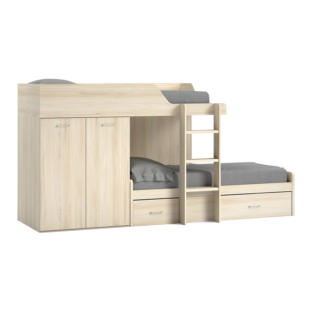 Imagen 1 de Cama tren derecha con armario Noel El Corte Inglés - Abedul - Ámbar Abedul - Ámbar