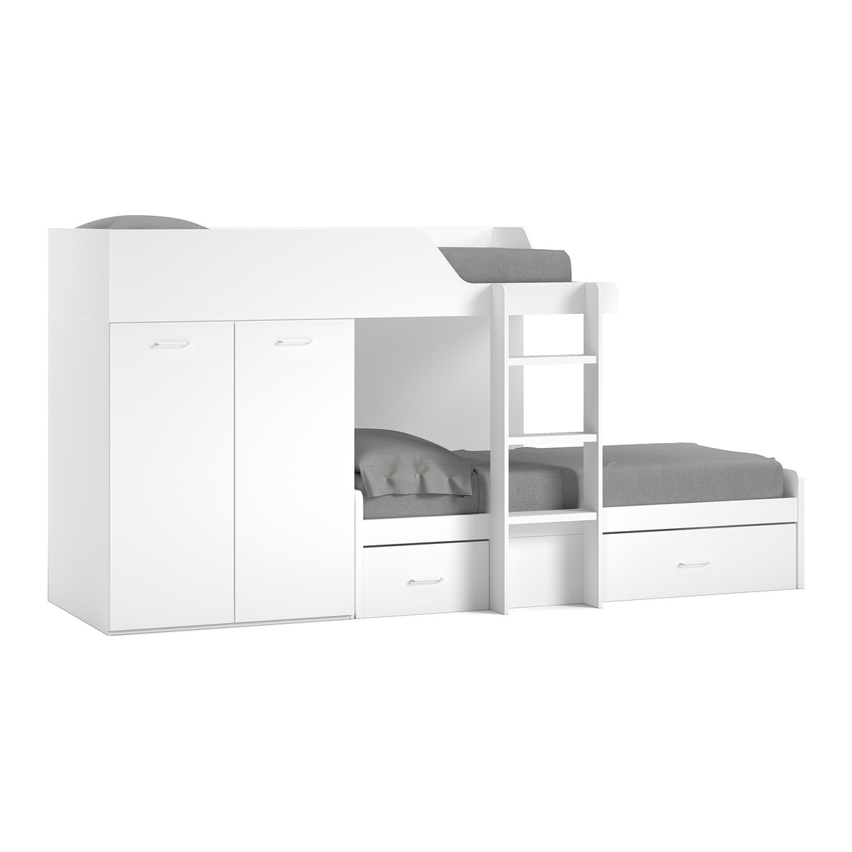 Imagen 1 de Cama tren derecha con armario Noel El Corte Inglés - Blanco Blanco