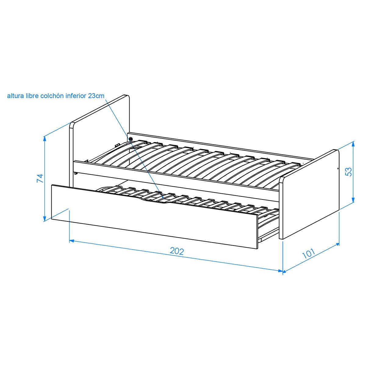 Imagen 3 de Cama nido con costado izquierdo alto Mio El Corte Inglés - Blanco Blanco