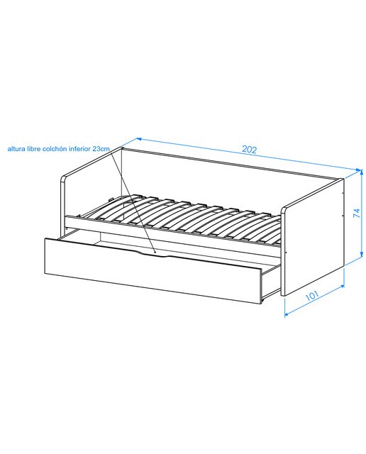 Cama con 1 cajón y costados altos Mio El Corte Inglés - Blanco Blanco-3