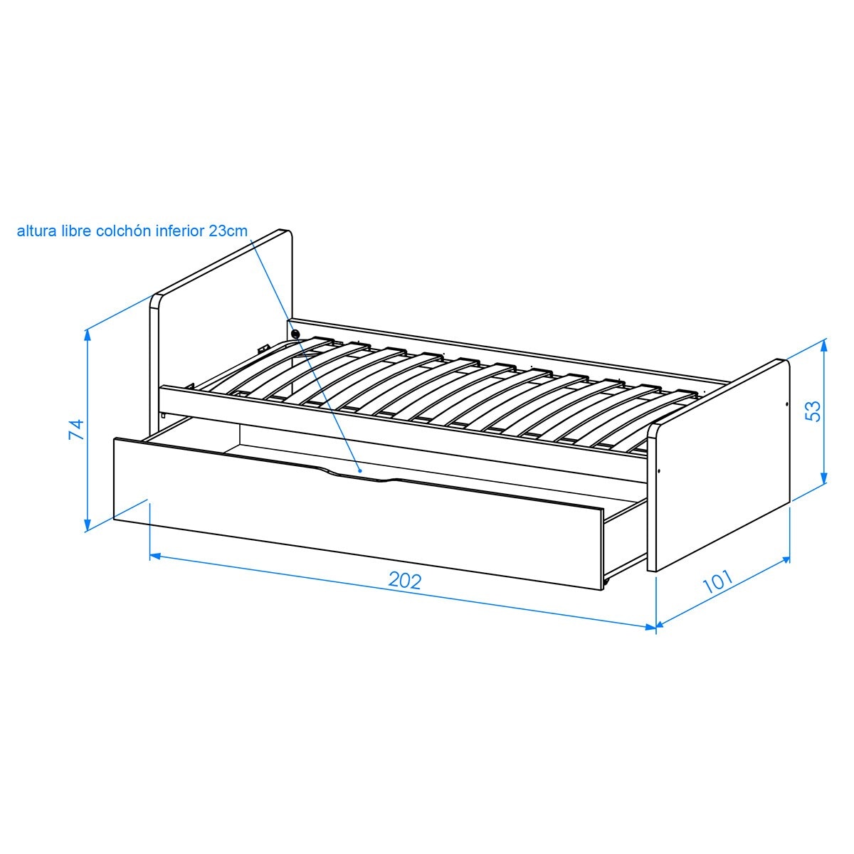 Cama con 1 cajón y cabecero izquierdo alto Mio El Corte Inglés - Arena Arena-3