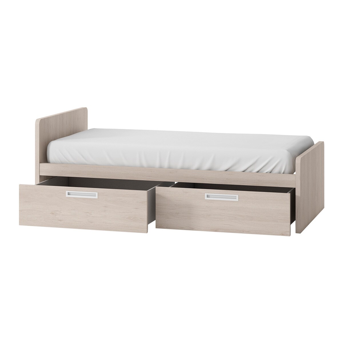 Cama com 2 gavetas e encosto esquerdo alto Mio Areia-2