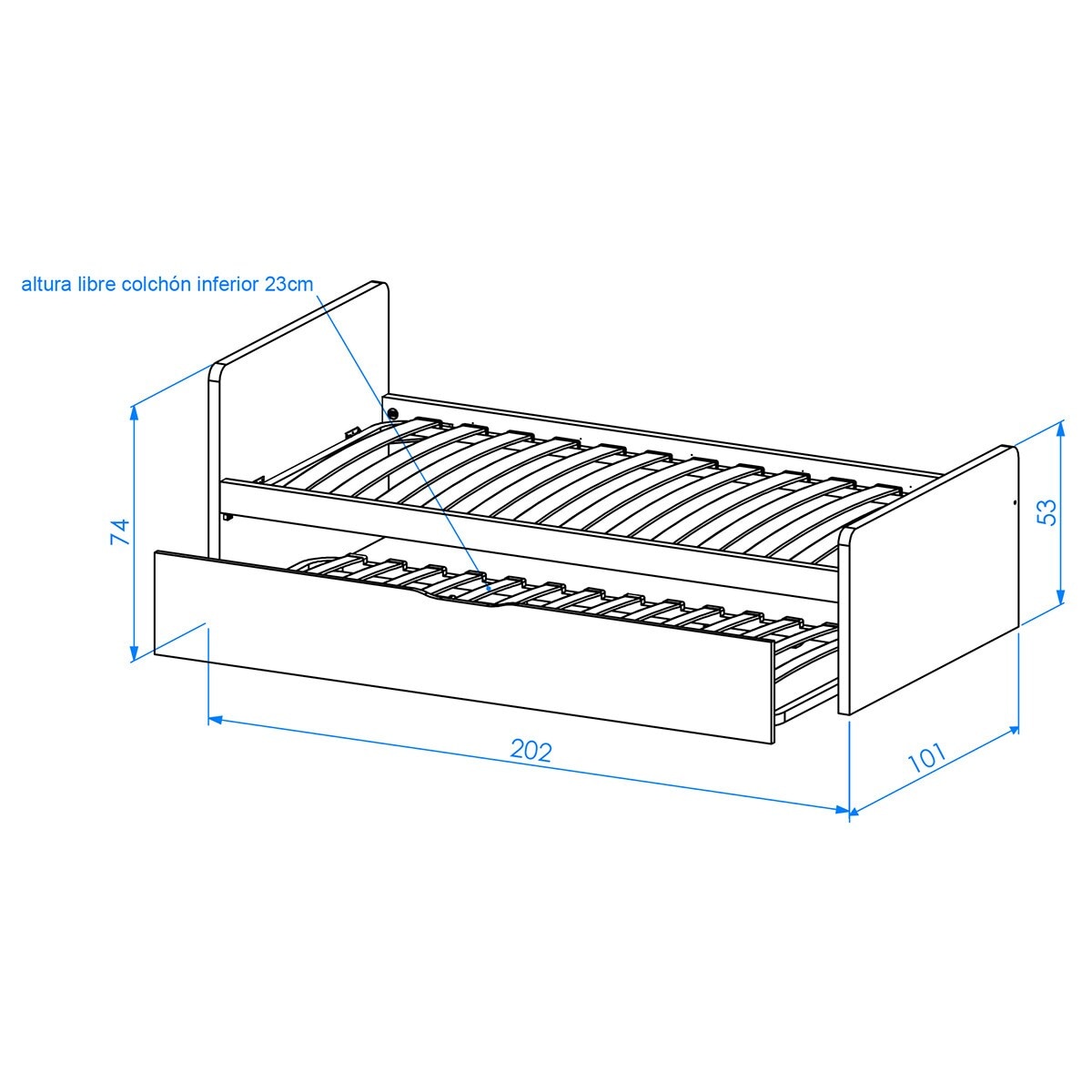 Imagen 3 de Cama nido con costado izquierdo alto Mio El Corte Inglés - Arena / Blanco Arena / Blanco