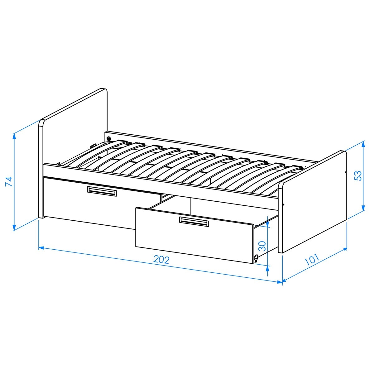 Cama con 2 cajones y costado izquierdo alto Mio El Corte Inglés - Arena / Blanco Arena / Blanco-4