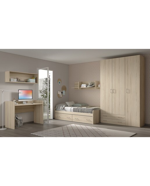 Cama individual con 2 cajones Noel El Corte Inglés - Abedul - Ámbar Abedul - Ámbar-2
