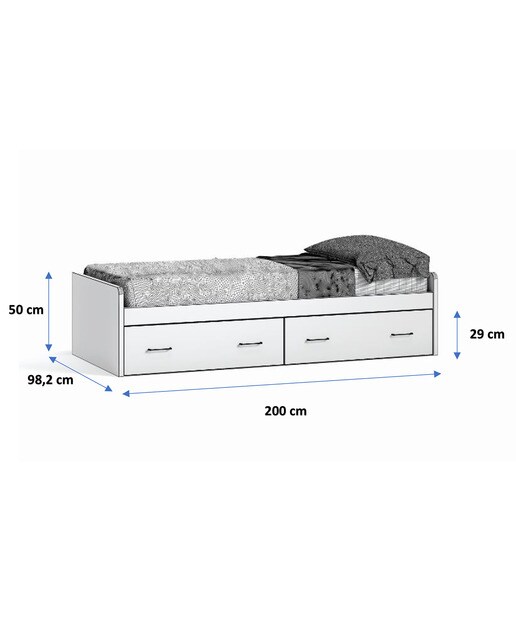 Cama Individual com 2 Gavetas Noel Pedra - Giz-3