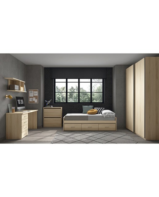 Cama individual con 3 cajones Noel El Corte Inglés - Abedul - Ámbar Abedul - Ámbar-2