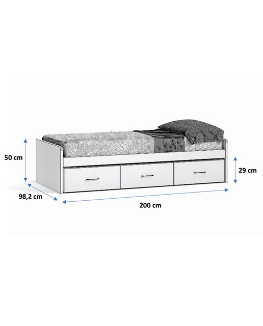 Cama individual con 3 cajones Noel El Corte Inglés - Abedul - Ámbar Abedul - Ámbar-3