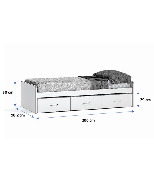 Cama Individual com 3 Gavetas Noel Pedra - Giz-4