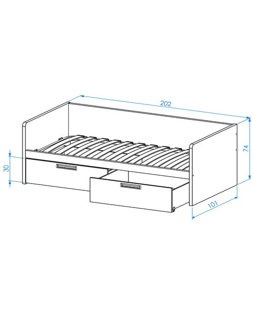 Cama com 2 gavetas e cabeceiras altas Mio Canela/Branco-2