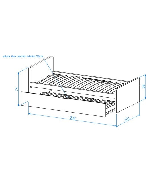 Imagen 2 de Cama nido con costado izquierdo alto Mio El Corte Inglés - Canela / Blanco Canela / Blanco