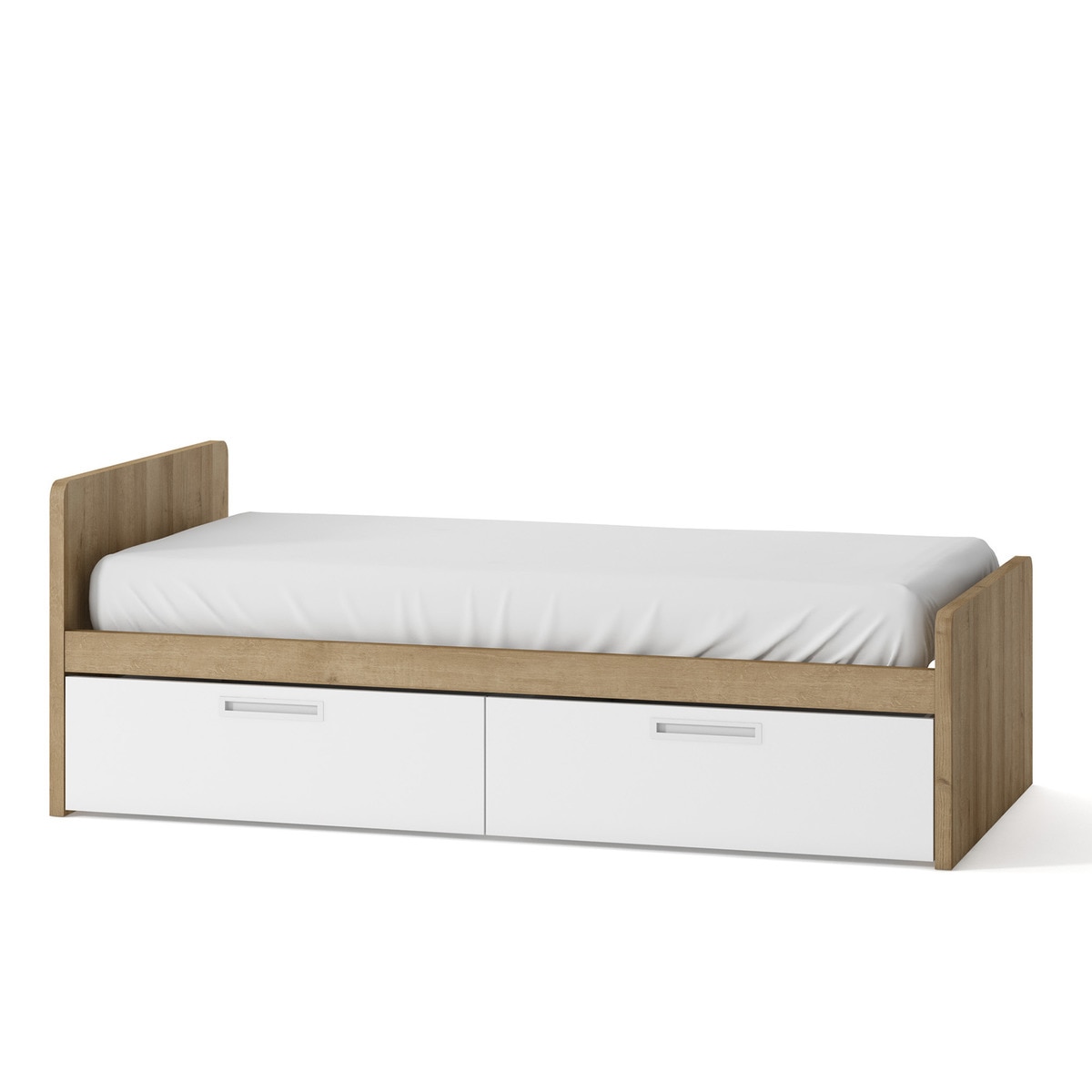 Cama con 2 cajones y costado izquierdo alto Mio El Corte Inglés - Canela / Blanco Canela / Blanco-1