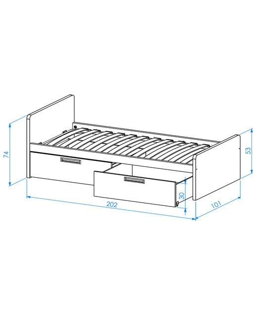 Cama con 2 cajones y costado izquierdo alto Mio El Corte Inglés - Canela / Blanco Canela / Blanco-2