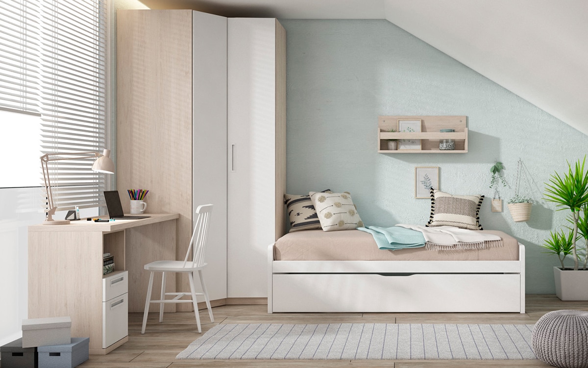 Imagem 0 de Quarto Juvenil com Cama com Gavetão de Encosto Baixo Mio