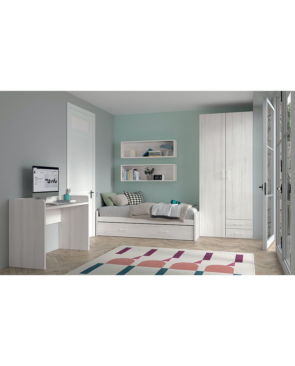 Quarto Juvenil com Cama com Gavetão Noel - Pedra-Giz 1