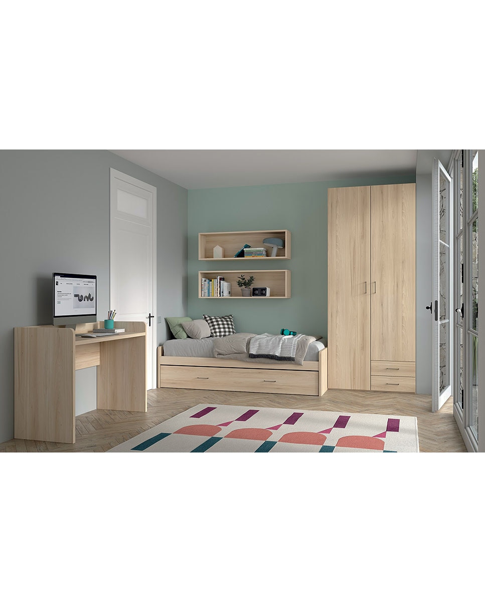 Quarto Juvenil com Cama com Gavetão Noel - Bétula Âmbar 1
