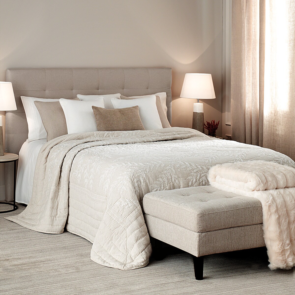 Cabecero doble tapizado Balmoral El Corte Inglés - Coralia / Tostado Cama 135 cm Coralia / Tostado-4