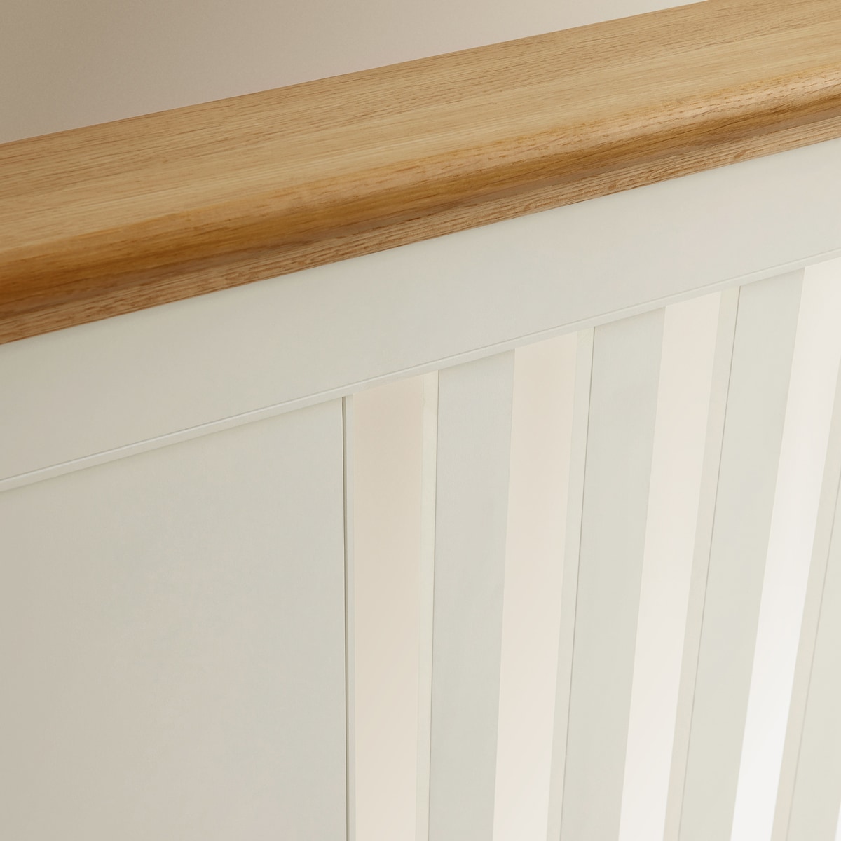 Cabeceira Dupla de Madeira de Carvalho Hampstead Branco-Marfim/Carvalho-3