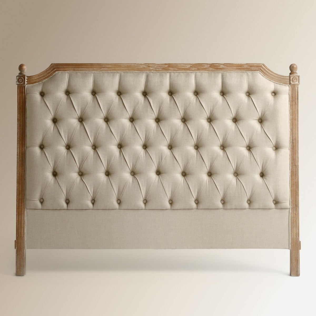 Cabeceira Dupla de Carvalho e Estofado Capitonê em Linho Provenza Carvalho envelhecido-2